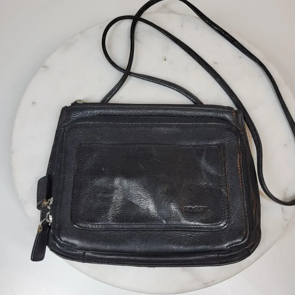 VTG Fossil Black Pebbled Leather‎ Purse 9